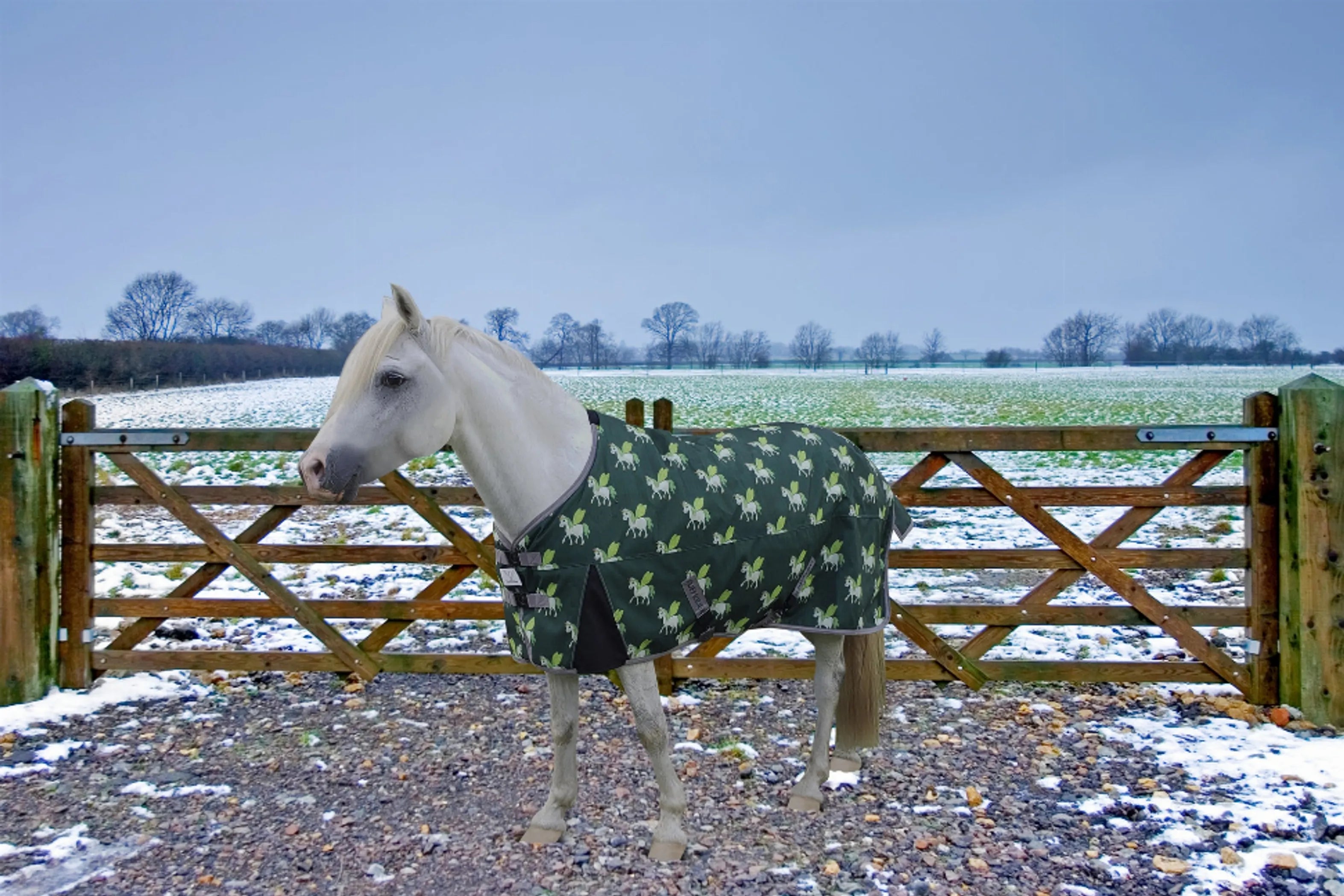 TuffRider 1200D Ripstop 220 GMS Polyfill Pony Horse Print Standard Neck Two Tone Pony Turnout Blanket