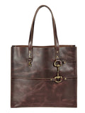 Snaffle Bit Leather Tote Bag - Black