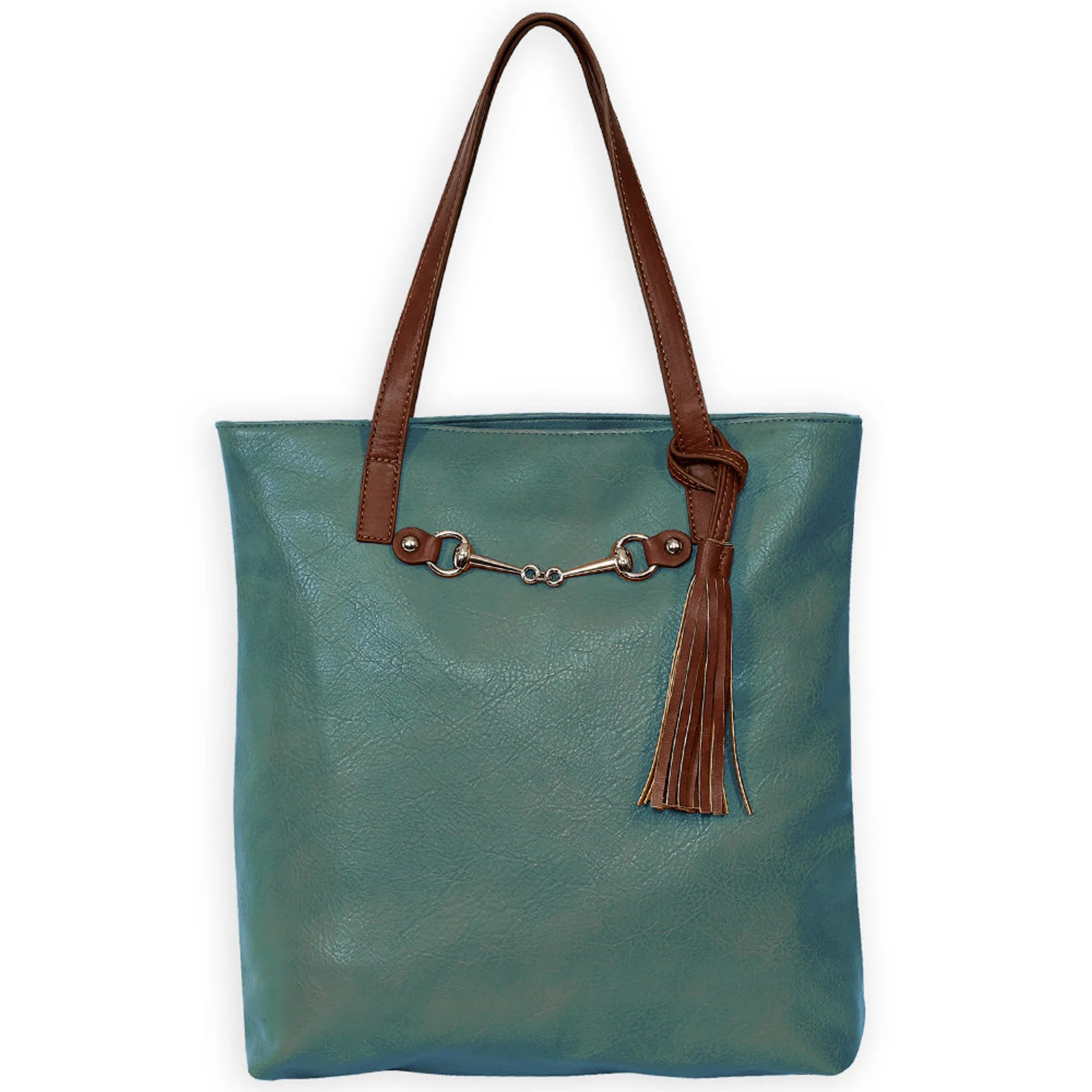 Snaffle Bit Tote Bag with Tassel - Teal